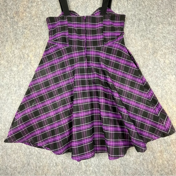 Unique Vintage Purple Black Plaid Corset Swing Flare Rockabilly Pinup Dress - XL - Picture 10 of 13